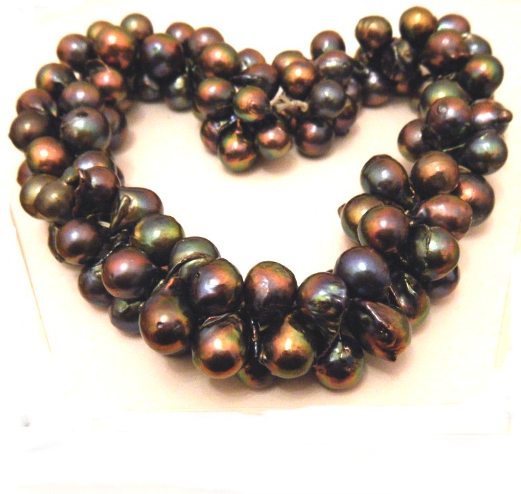 Unique Rope of Tail-Drilled Dyed Fireball Pearls